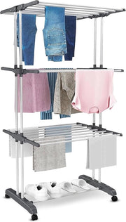 Droogrek Inclinabile per Interno e Esterno - Droogrek in Piedi con Vele - Spaziale e Leggero - Adatto per Piccoli e Grandi Carichi - Ideale per Appartamenti, Balcone e Camere da Studente - Rapido da Ripiegare - Droogrek per Abitazioni
