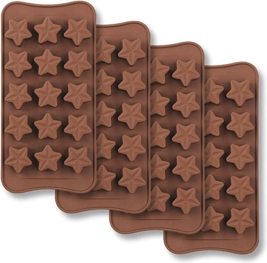 Set di 4 forme a stella per dolci, cioccolato, gelato e cubetti di ghiaccio in silicone non aderente