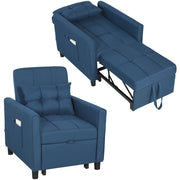 Poltrona Letto Pieghevole con Schienale Regolabile e Cuscino, Blu