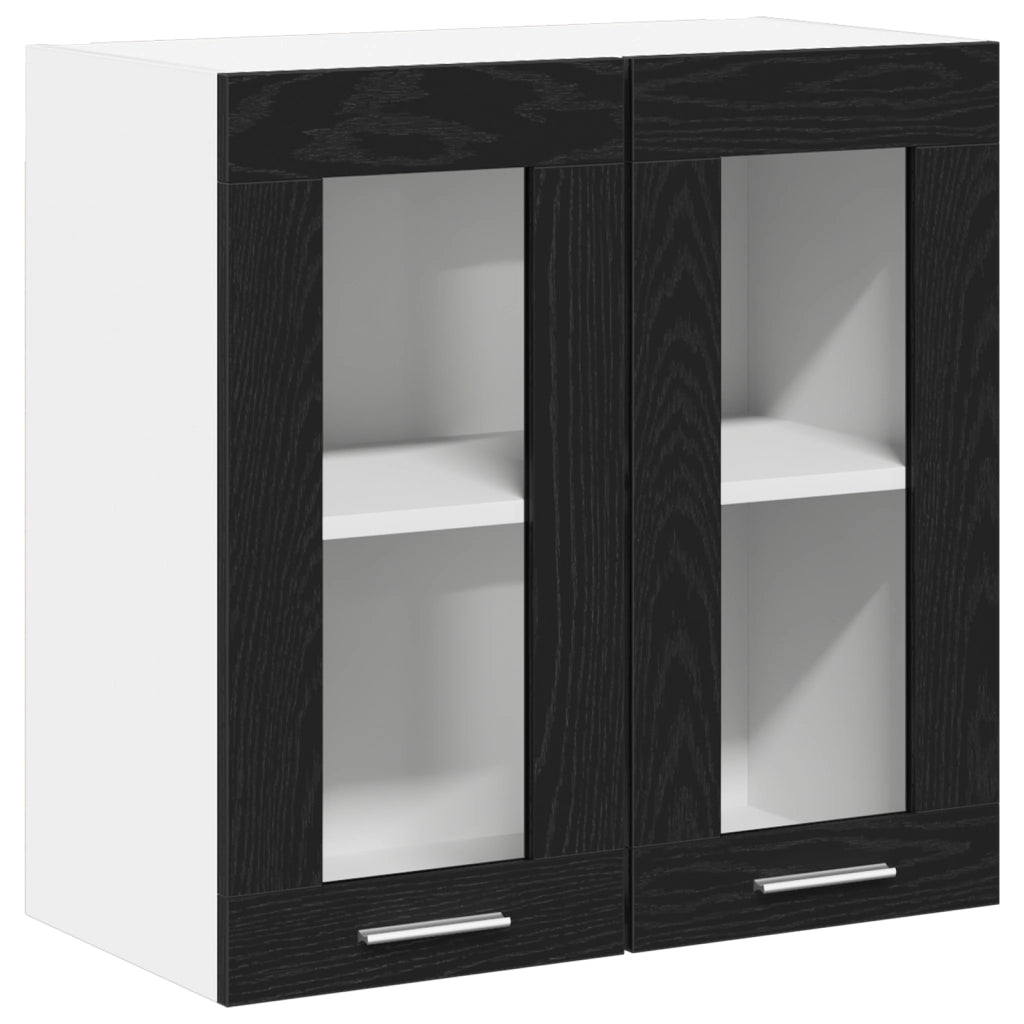 Cabinetto in vetro appeso  in rovere nero - 60x31x60 cm
