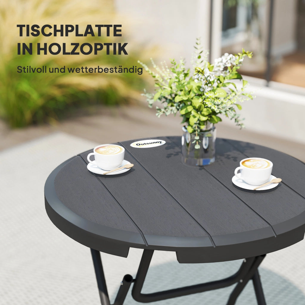 Tavolo da giardino rotondo pieghevole per 4 persone ¨C zephmum ¨C grigio scuro, acciaio e plastica, 80x80x73 cm