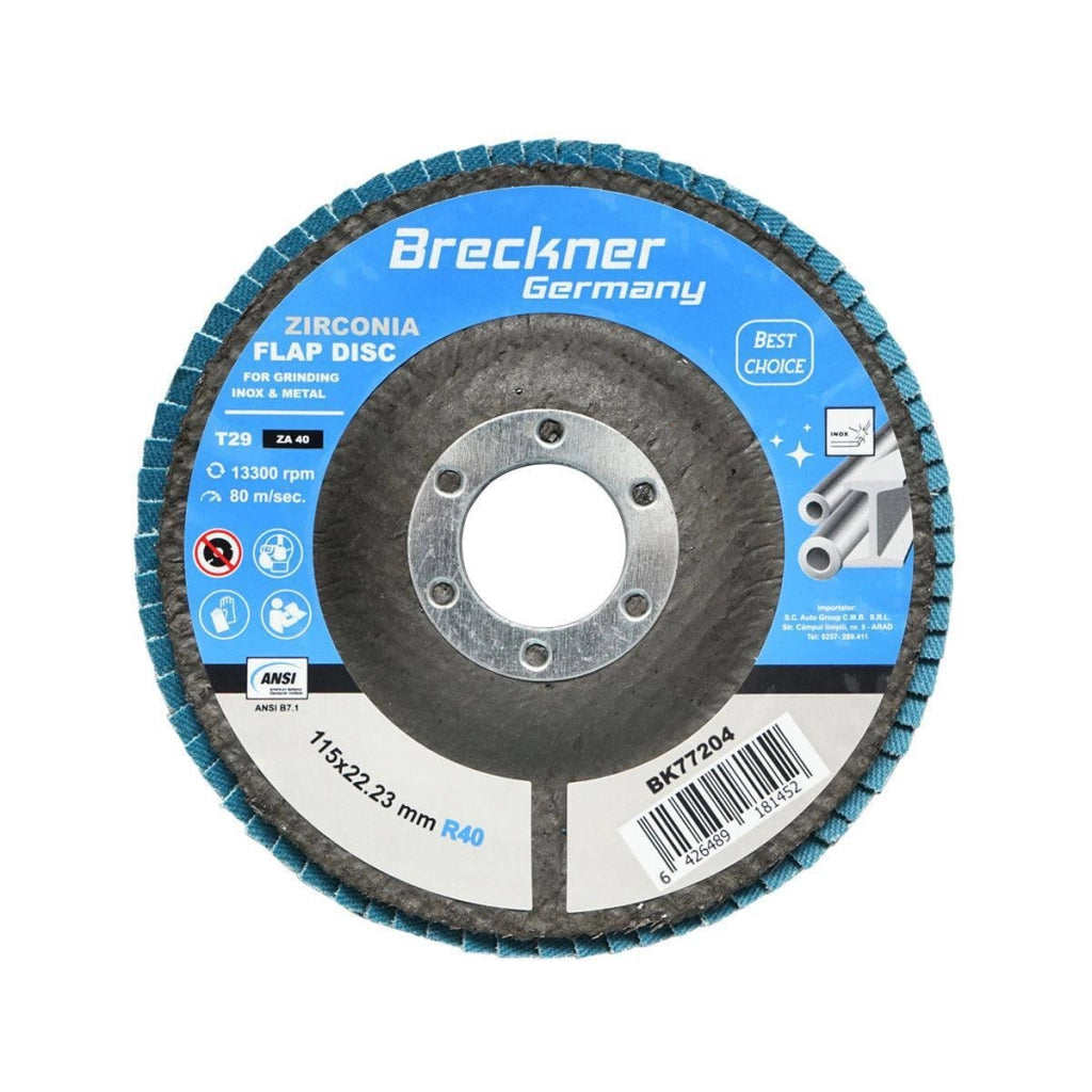 10 Dischi Lamellari Zirconio 115mm P40 per Acciaio INOX Metallo, Dischi Abrasivi, Disco Lamellare Breckner German