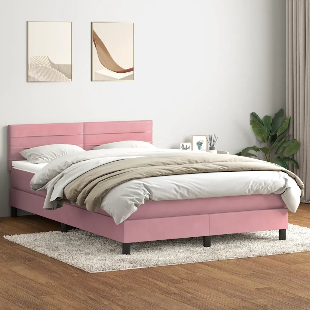 Letto a Molle con Materasso e LED Rosa 160x210 cm in Velluto 3316988