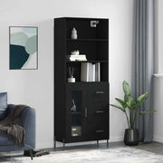 Credenza-Buffet-Armadio da cucina Nera 69,5x34x180 cm in Legno Multistrato 549255