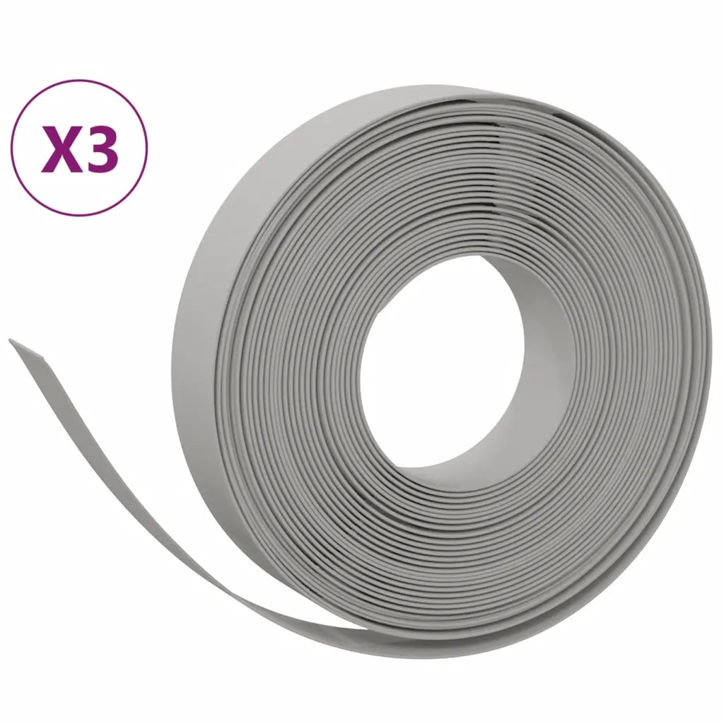 Bordature da Giardino 3 pz Grigie 10 m 10 cm in Polietilene 3155429