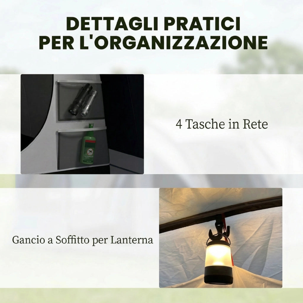 Tenda da Campeggio a Tunnel 2 Stanze ¨C zephmum ¨C Blu Navy 210cm