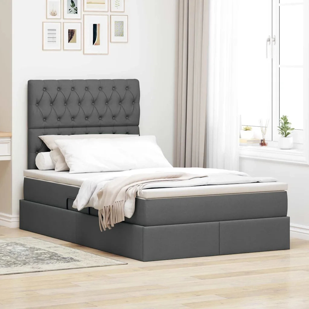 Letto con contenitore e materasso Grigio scuro 120 x 200 cm 3371836