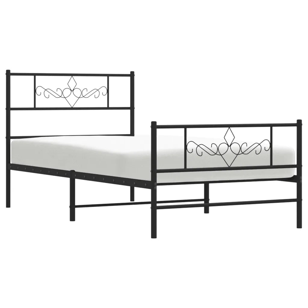 Giroletto con Testiera e Pediera Metallo Nero 75x190 cm 355275