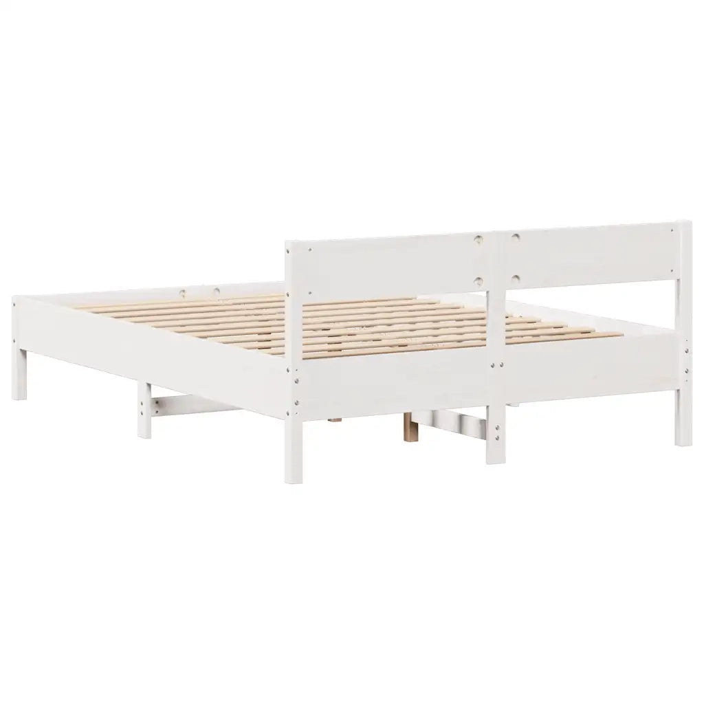 Letto matrimoniale | Letto per adulti | Letto senza Materasso Bianco 120x190 cm Legno Massello di Pino