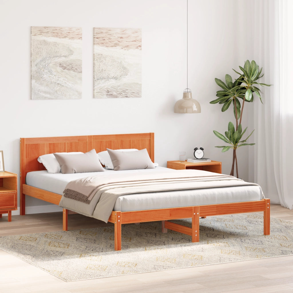 Struttura Letto Marrone Cerato Marrone Cerato Legno Massello di Pino