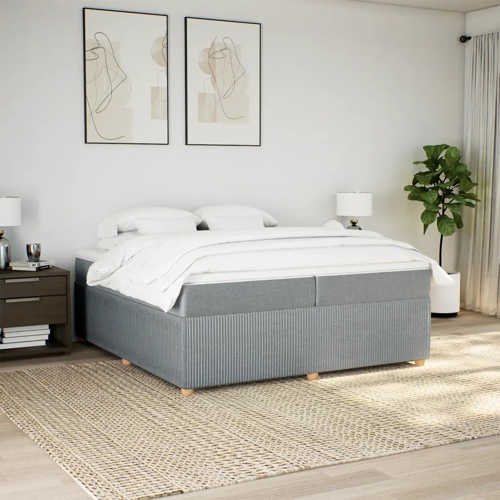 Giroletto a Molle con Materasso Grigio Chiaro 200x200cm Tessuto