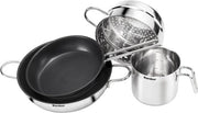 Set di pentola - Acciaio inossidabile 14 pezzi Set di pentole Jette incl. 5 coperchi in vetro per induzione