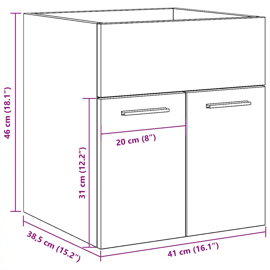 Mobile da Bagno Legno Antico 41x38,5x46 cm in Truciolato 856205
