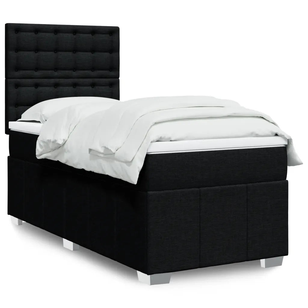 vidaXL Giroletto a Molle con Materasso Nero 90x190 cm in Tessuto