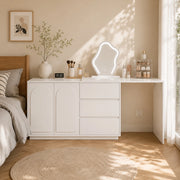 Toeletta 140x40x75 cm con specchio LED a 3 tonalit¨¤ e piano estraibile bianca