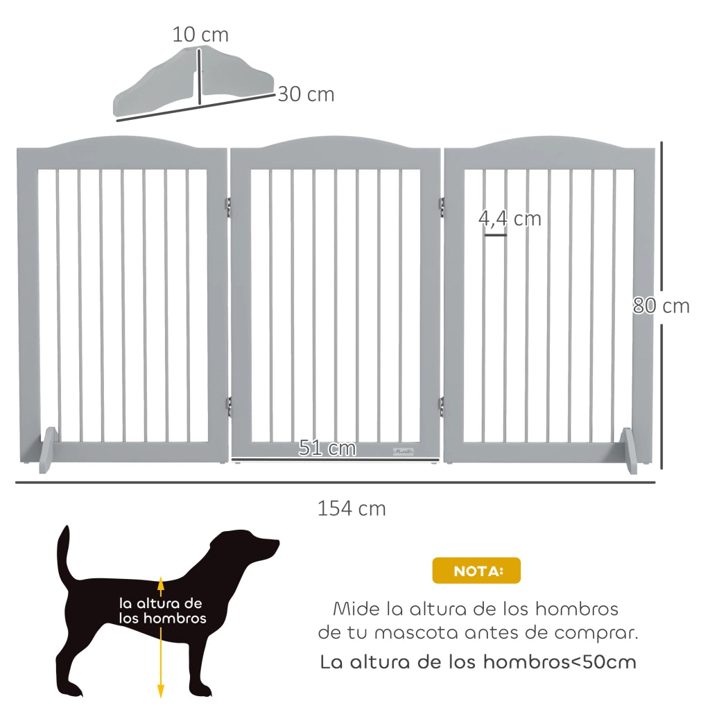 Cancello per Cani Pieghevole per Scale e Porte con Supporto a Piede ¨C Zephmum ¨C Grigio 154x30x80 cm