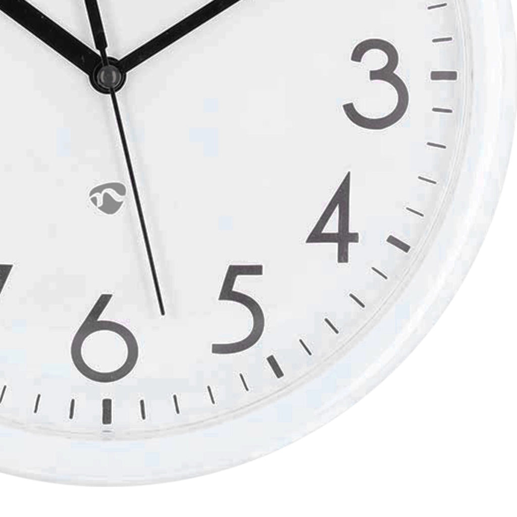 Orologio da Parete 22cm Forma Rotonda Compatta con Numeri a Contrasto Bianco Nedis