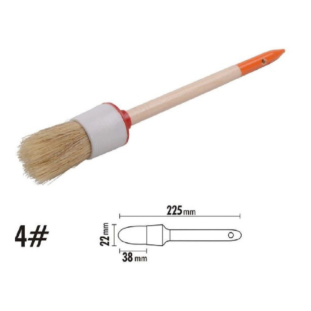 Trade Shop - Pennello Pittura Maniglia In Legno Setole Naturali A Testa Tonda 38mm 4" 90290 -