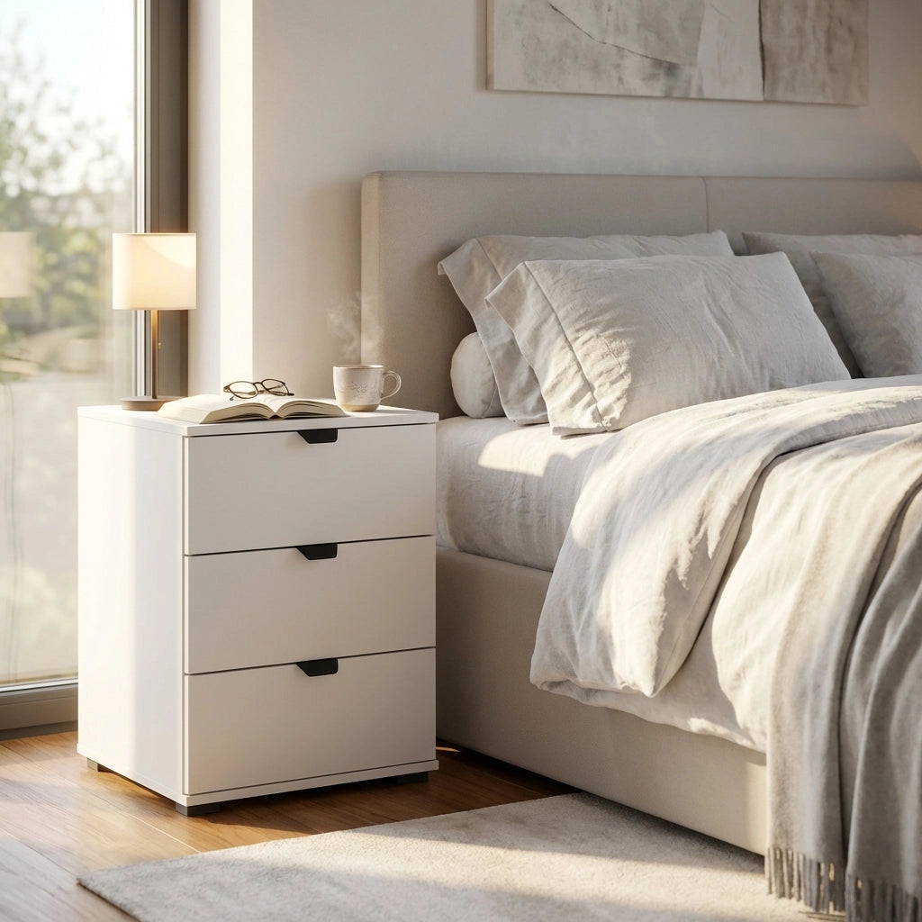 comodino moderno 3 cassetti cm 45x40x63 h - PLUS