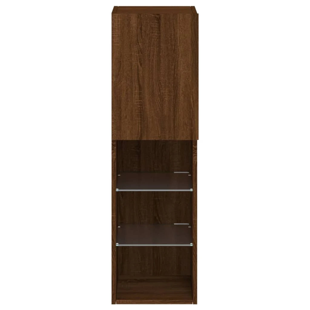 Mobile TV multimediale mensola TV credenza mobile TV per sala da pranzo soggiorno camera da letto con luci LED rovere 30,5 x 30 x 102 cm marrone 02_0026689