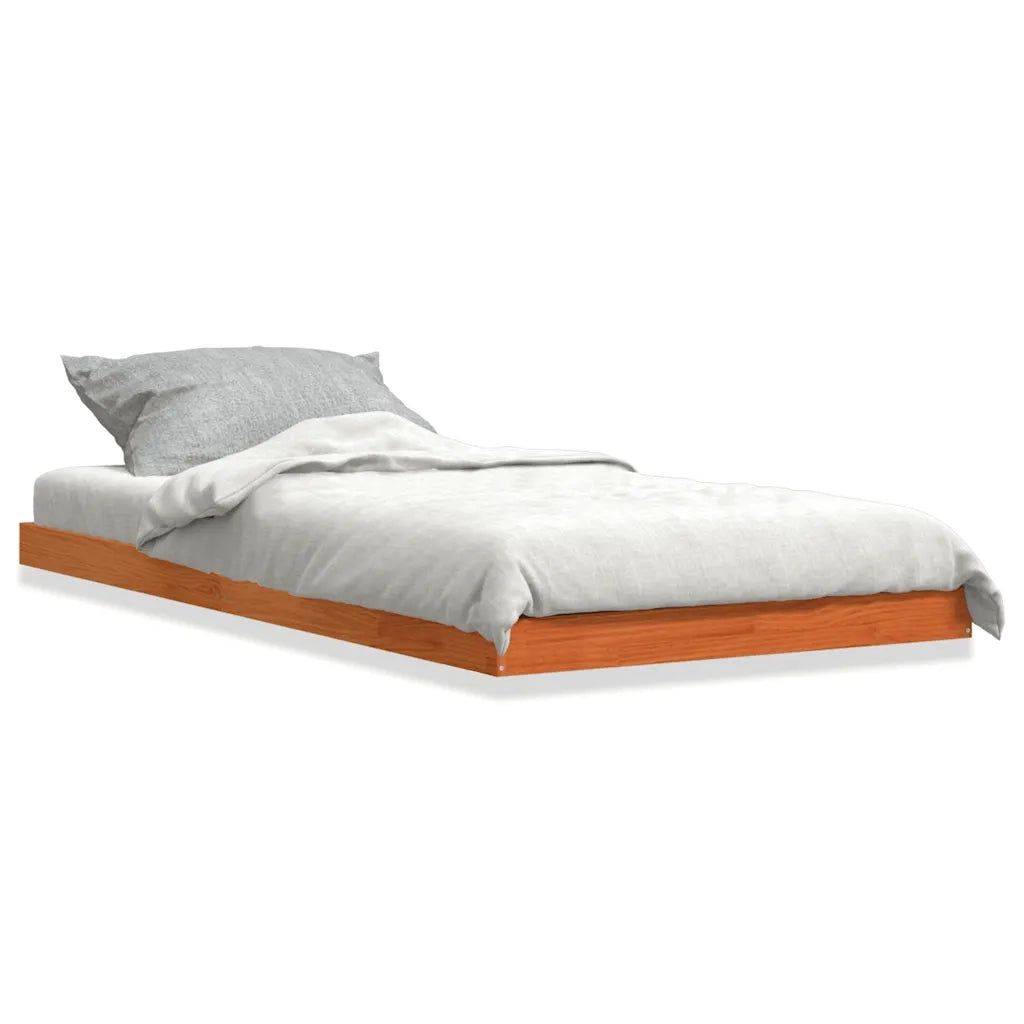 Letto singolo | Letto per adulti | Giroletto Marrone Cera 75x190 cm in Legno Massello di Pino