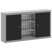 Armadio portautensili industriale con ripiani regolabili 100 x 20 x 55 cm acciaio nero 02_0058030