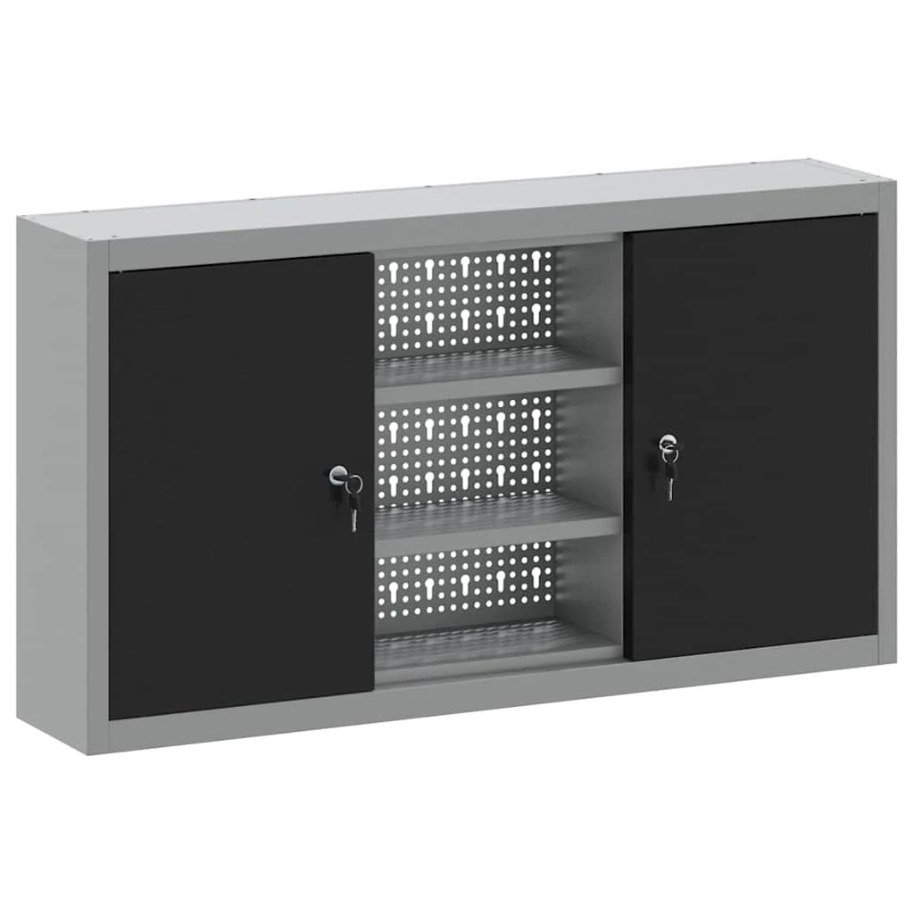 Armadio portautensili industriale con ripiani regolabili 100 x 20 x 55 cm acciaio nero 02_0058030