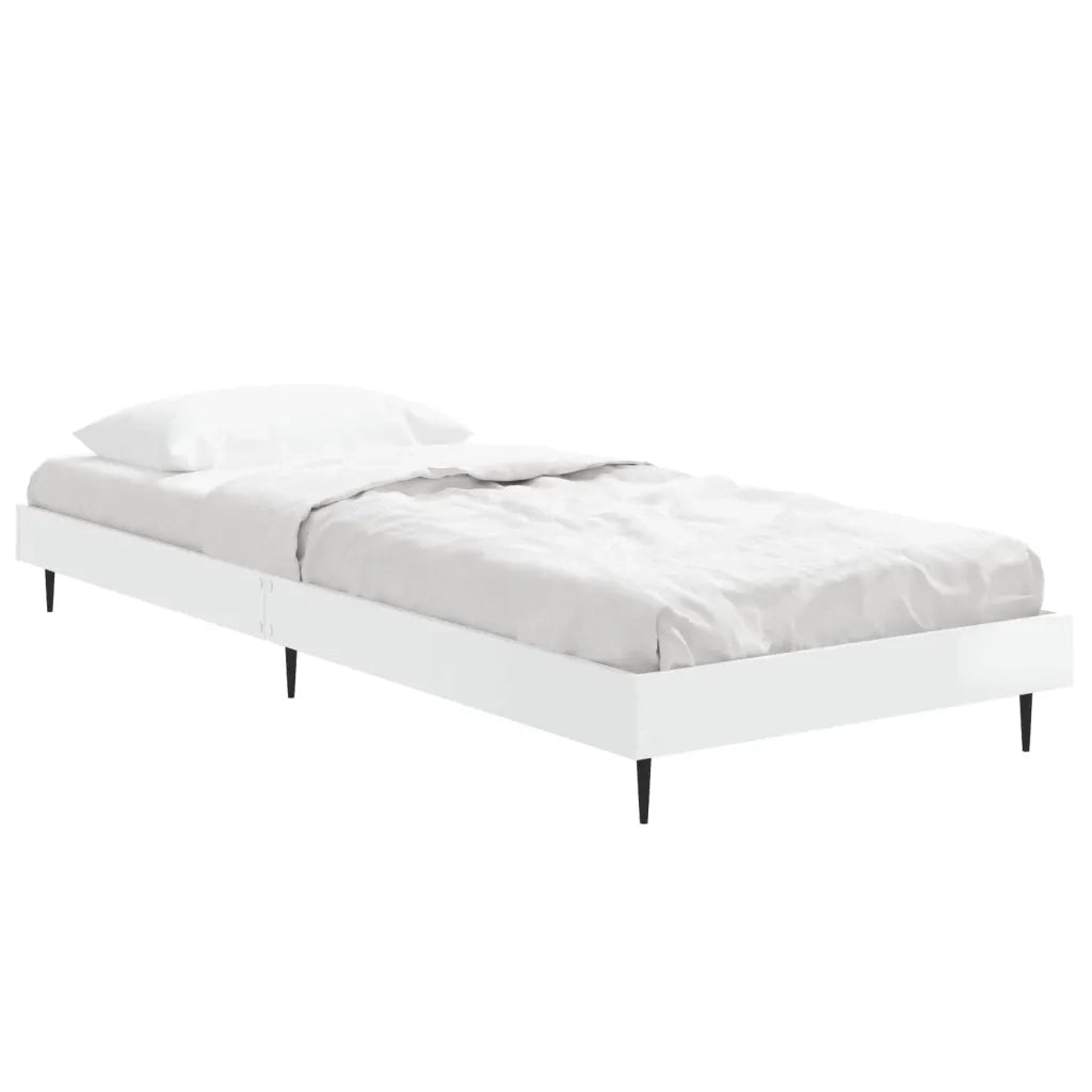Letto singolo | Letto per adulti | Giroletto Bianco Lucido 75x190 cm in Legno Multistrato