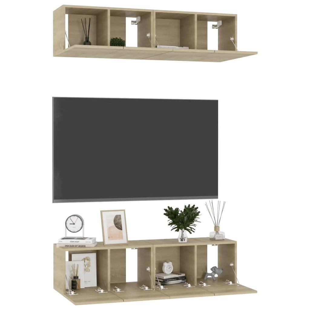 Mobili Porta TV 4 pz-Set di 4 Credenza per TV Rovere Sonoma 60x30x30cm Legno Multistrato
