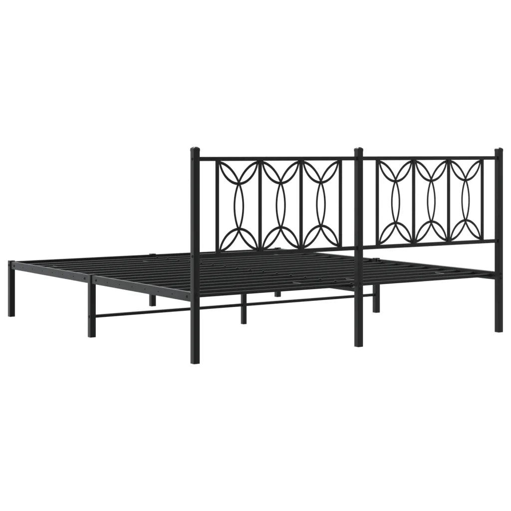 Giroletto con Testiera-Struttura Letto con testiera in Metallo Nero 183x213 cm 594653
