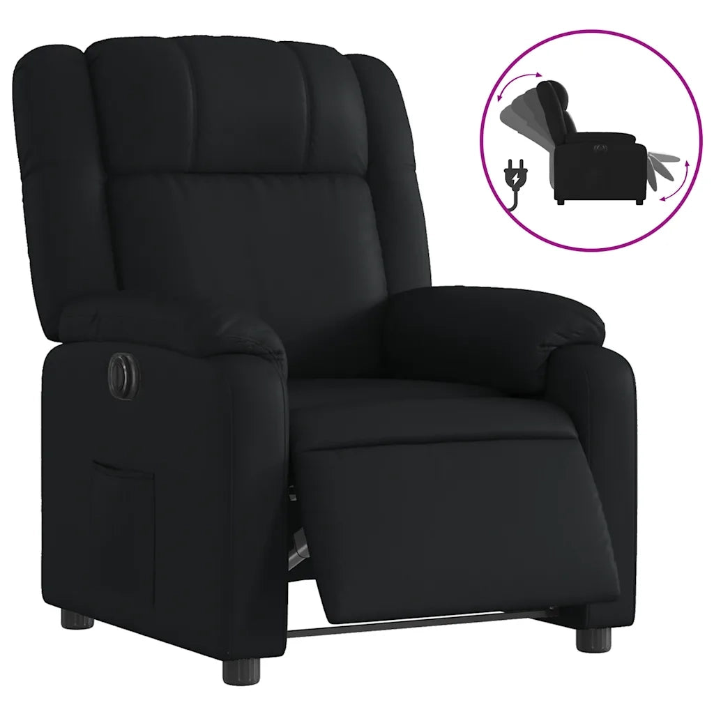 Divano Sedia-Poltrona Reclinabile Elettrica Nera in Similpelle 970564