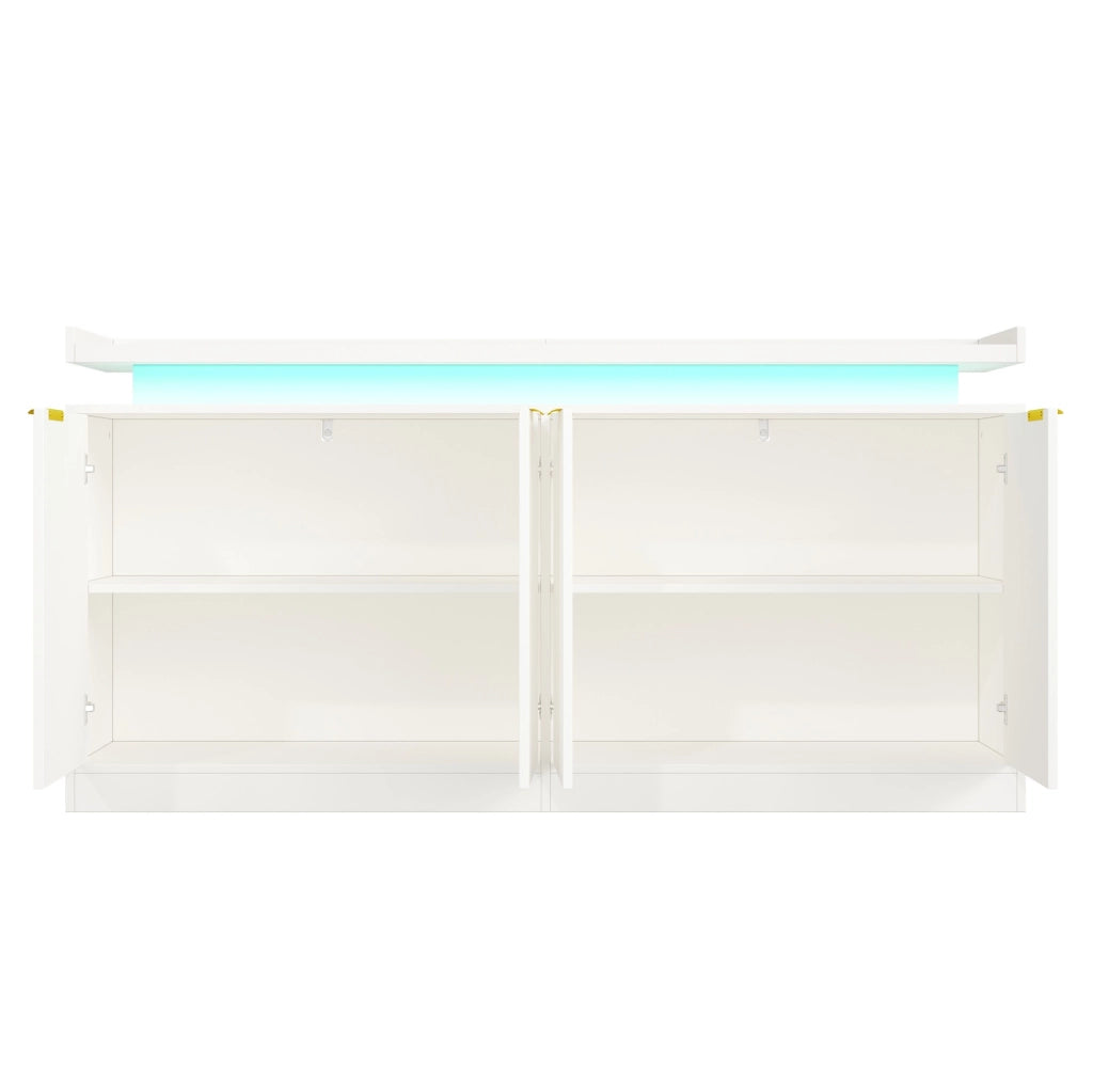 Credenza da cucina bianca con LED RGB, 160 cm