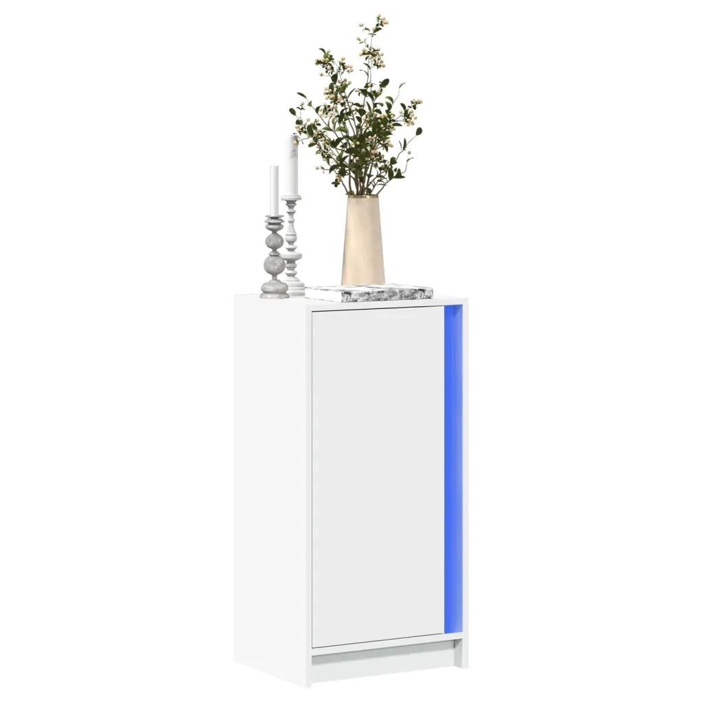 Credenza con LED-Buffet-Armadio da cucina Bianca 42,5x34x85 cm in Legno Multistrato