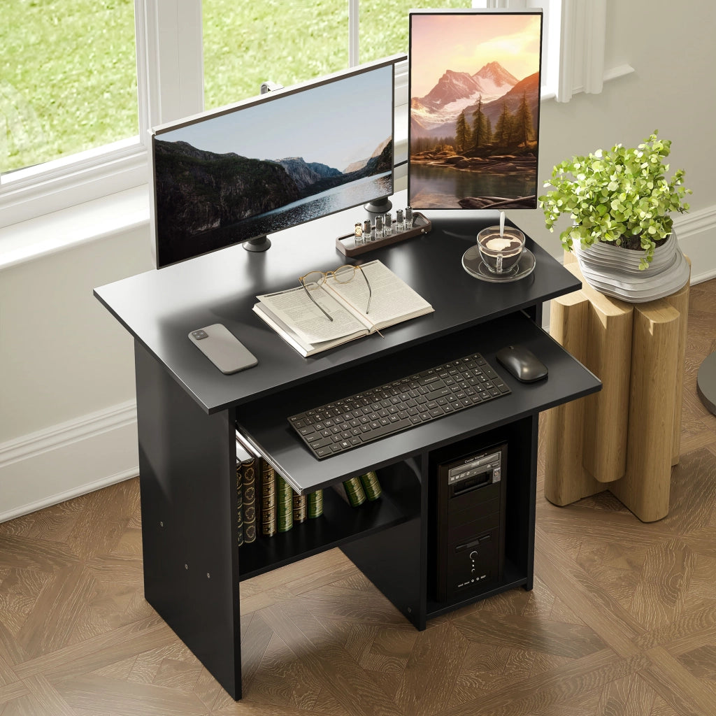 Scrivania Computer in Metallo ¨C Zephmum ¨C Nero 80x45x75 cm