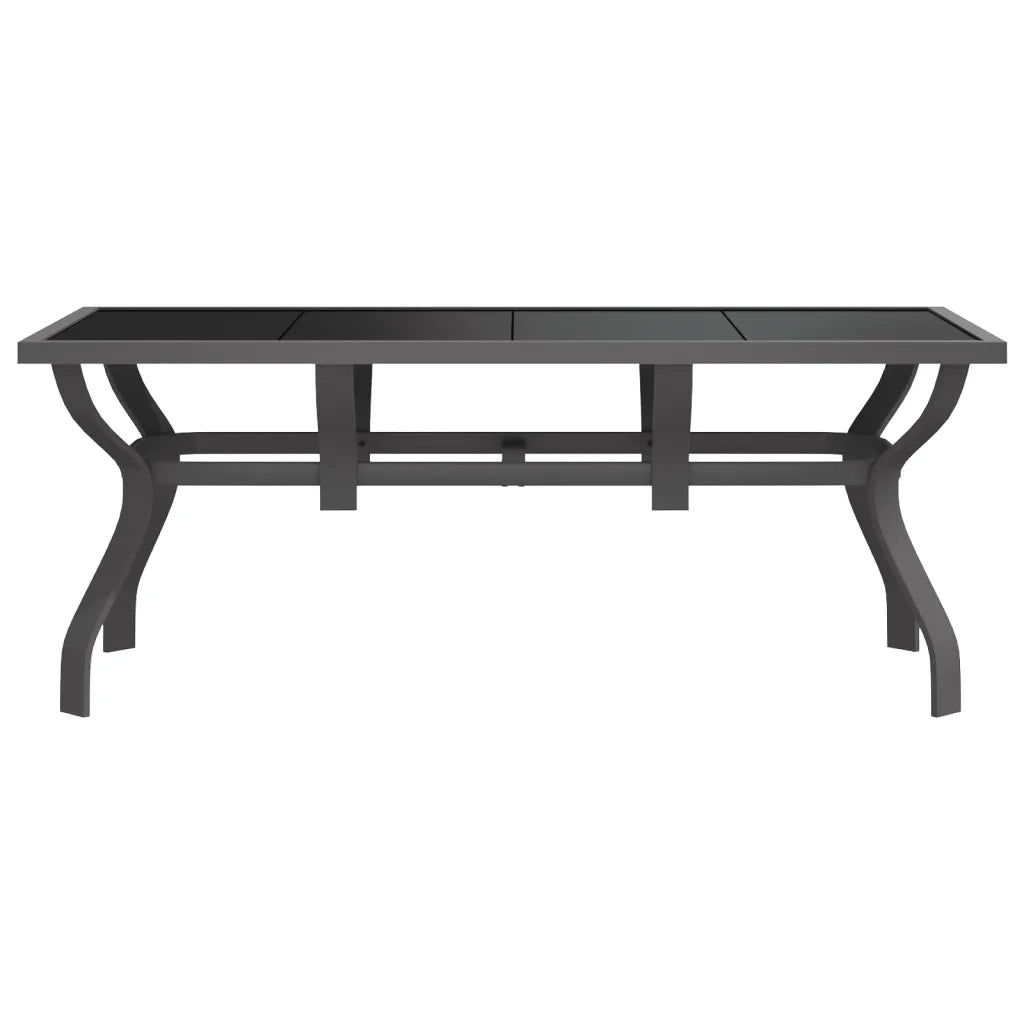 Tavolo da Giardino Grigio e Nero 180x80x70cm in Acciaio e Vetro 318771