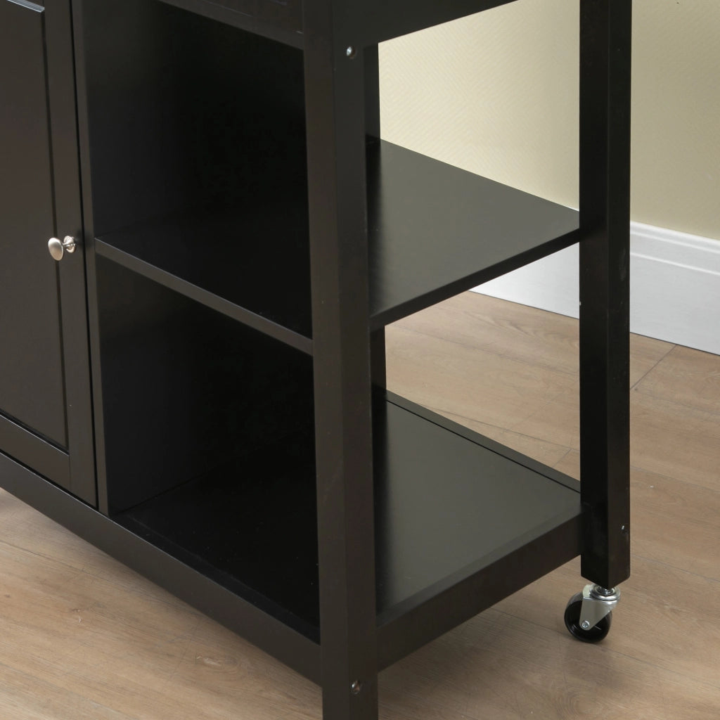 EasyComfort Carrello da Cucina in Legno con Cassetto, Armadietto e Ruote, 83x45x88cm, Nero