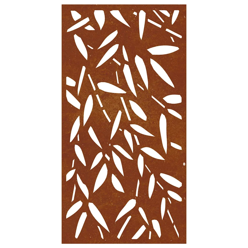 Decorazione Muro Giardino 105x55 cm Foglie Bambù Acciaio Corten 824483