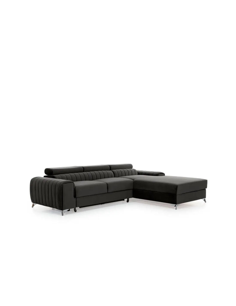 Divano ad angolo destro Grigio scuro convertibile 3 posti JAYSON grande comfort