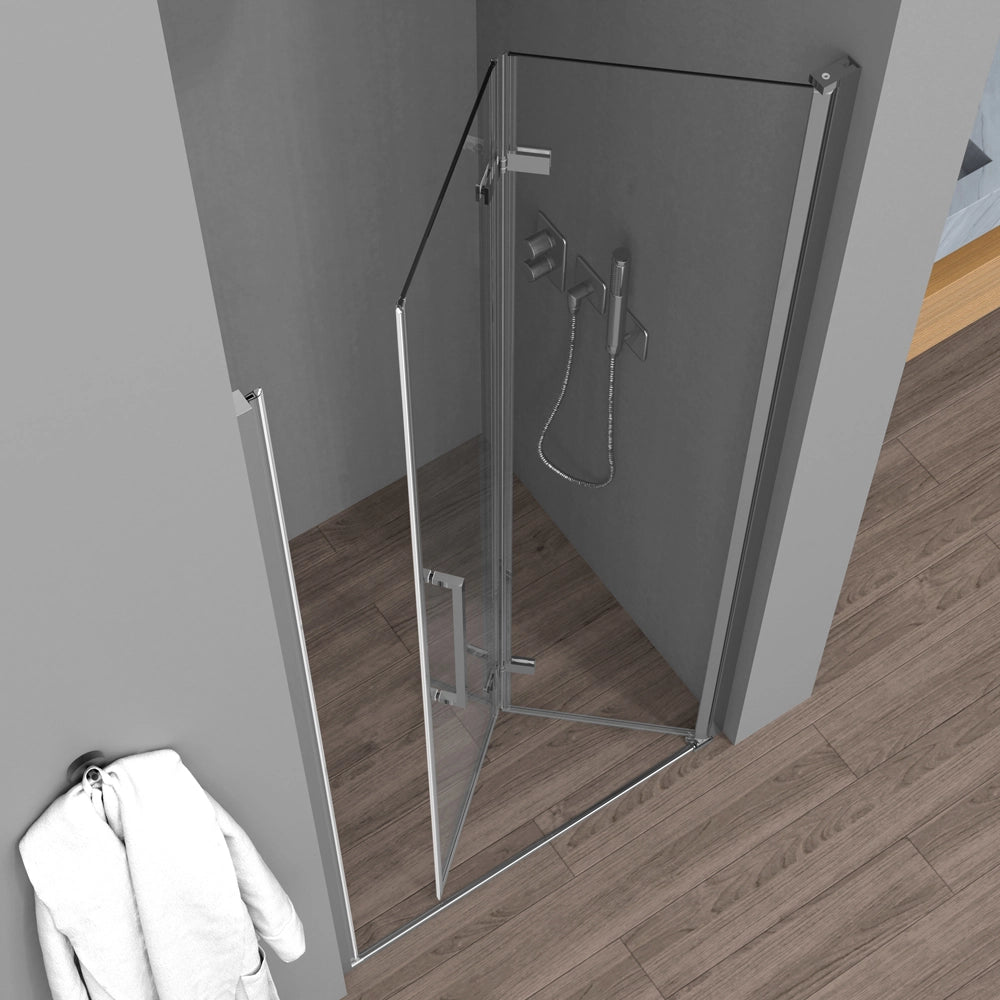 Porta doccia a soffietto per nicchia 95cm in vetro temperato trasparente con profili cromo Neos