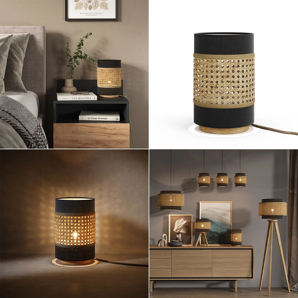 Vicco Lampada da tavolo Rattan/nero 17.5 x 26.5 cm