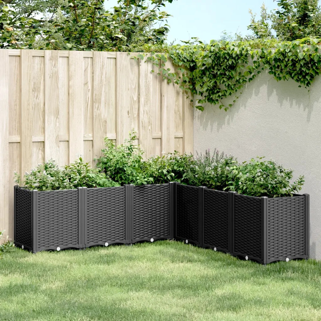 Fioriera | Cassetta per fiori | Vaso da Giardino Nera 160x160x53 cm in PP
