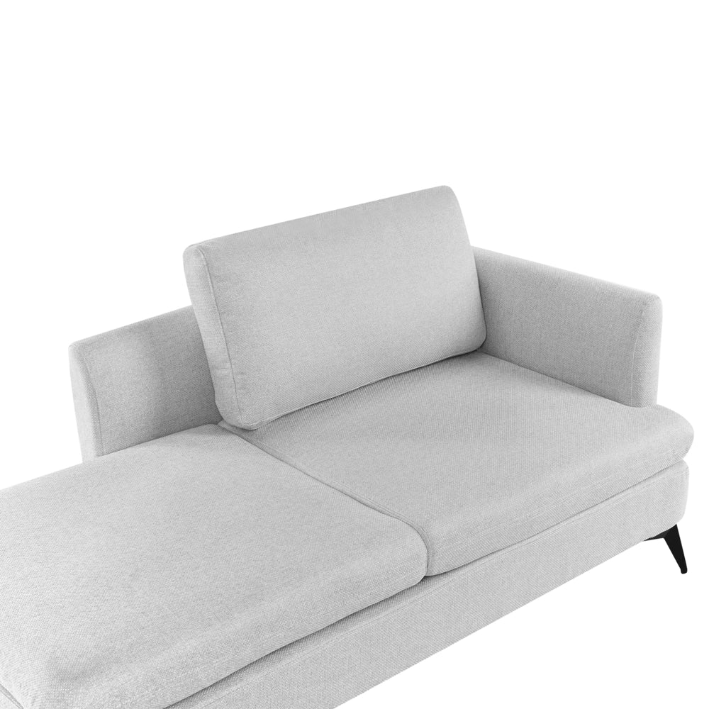 Chaise Lounge Grigio Chiaro Rivestimento in tessuto poliestere lato destro con cuscino decorativo Gambe in metallo Soggiorno di design moderno
