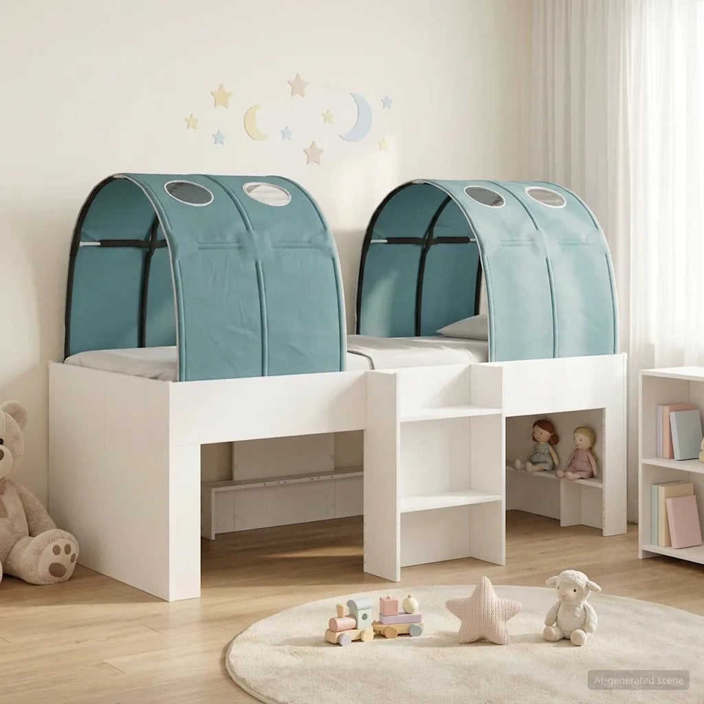 Letto con Tunnel 4 pcs Bianco e azzurro Legno ingegnerizzato 3423558