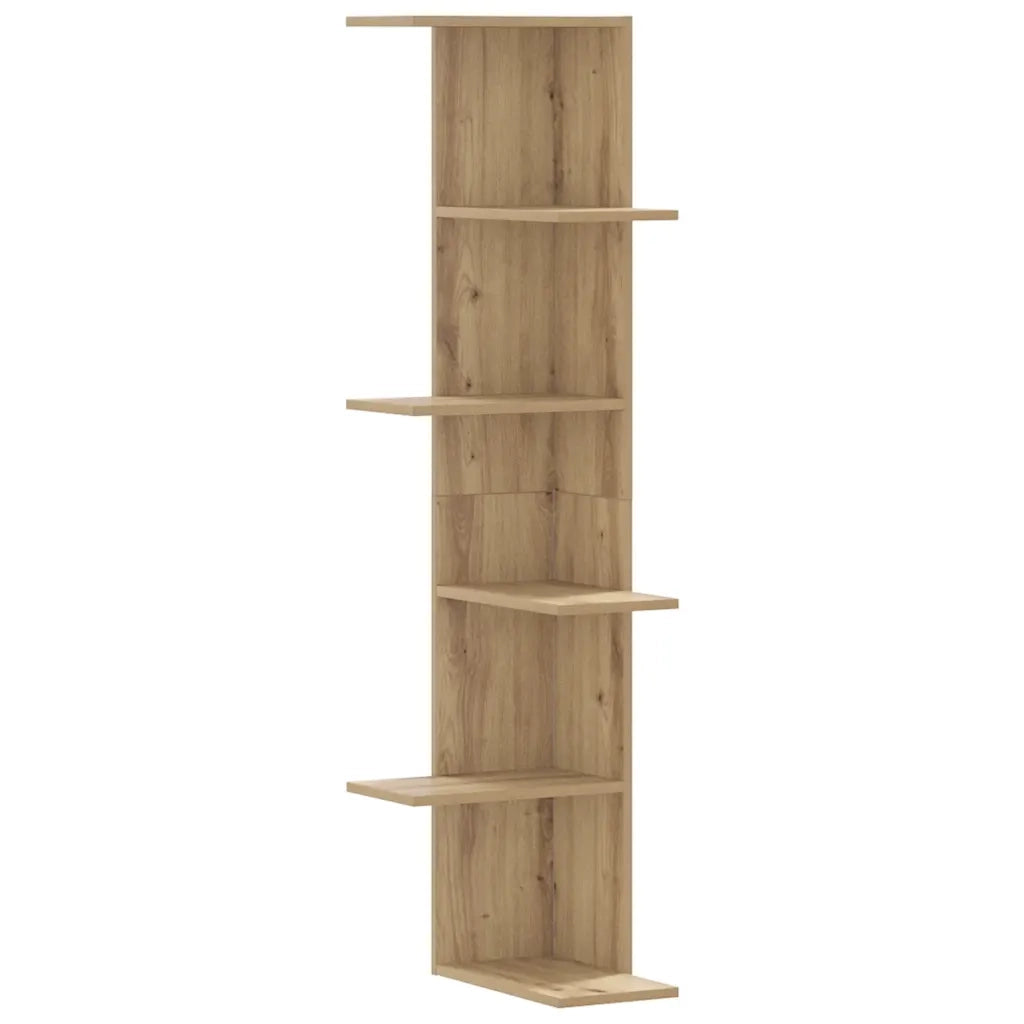 Scaffale Angolare Muro | Mensola a parete Rovere Artigianale 36,5x36,5x140cm Legno