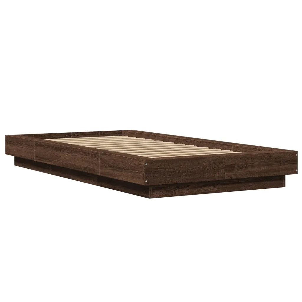 Giroletto Luci LED-Struttura Letto con LED Rovere Marrone 100x200 cm Legno Multistrato 490961