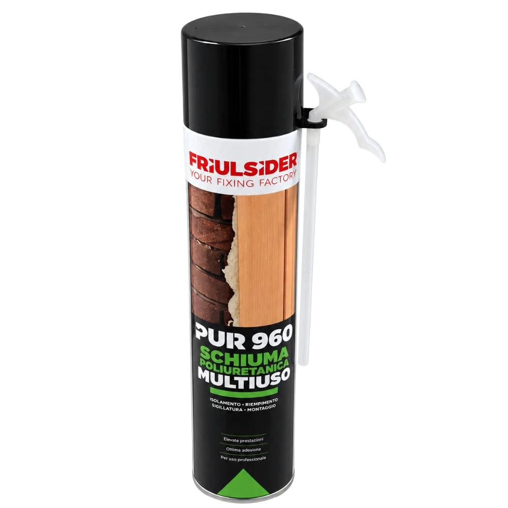 Friulsider pur 960 multiuso schiuma poliuretanica b3-manuale potere riempitivo sigillante e isolante cemento, muratur...