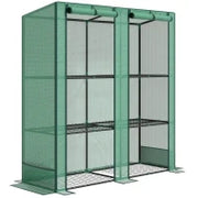 Serra da Giardino con Ripiani Metallici a 3 Livelli, Serra da Balcone, Copertura PE, Tetto Inclinato, 144 x 48 x 152 cm, Verde