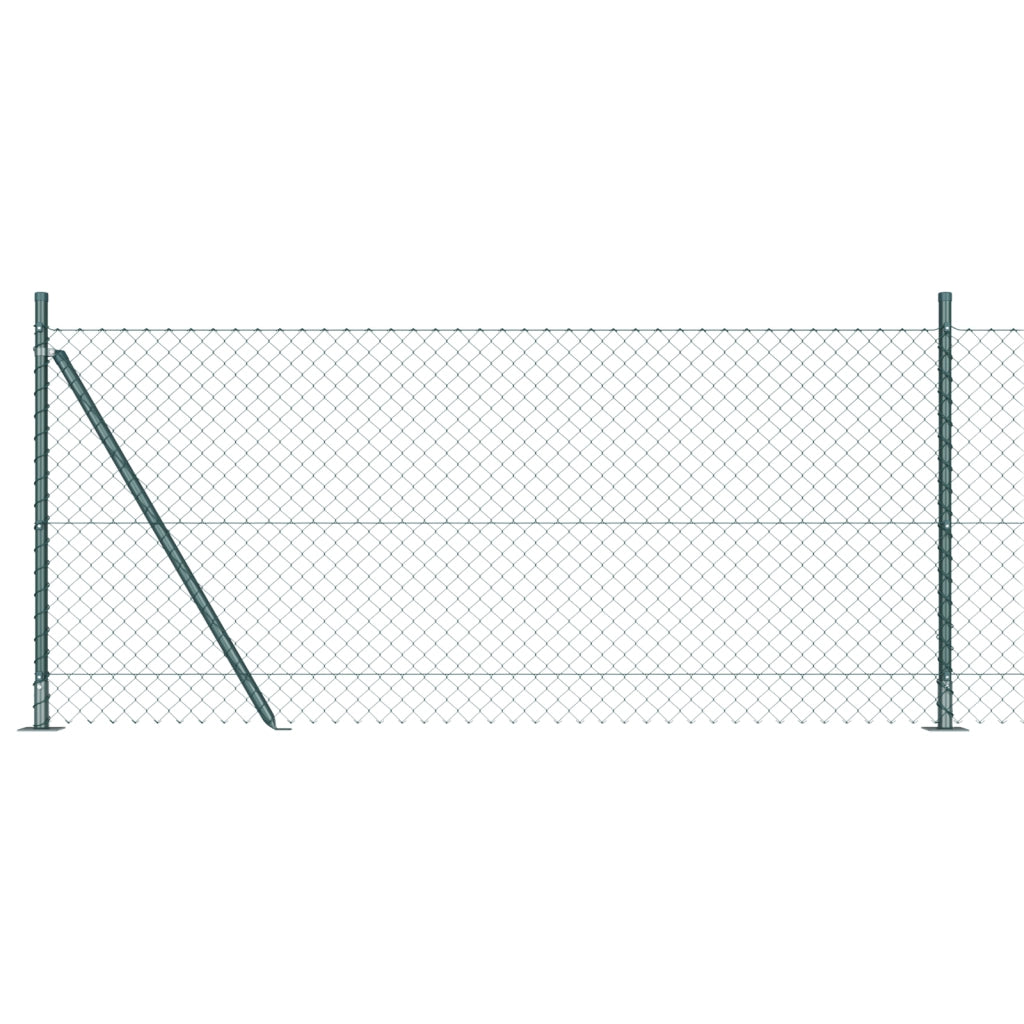 Recinzione a maglie di catena con 7 pali flangiati 1x10 m in acciaio galvanizzato