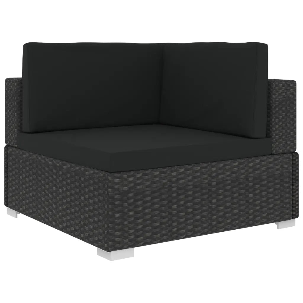 Set Divani da Giardino 3 pz con Cuscini in Polyrattan Nero 47267