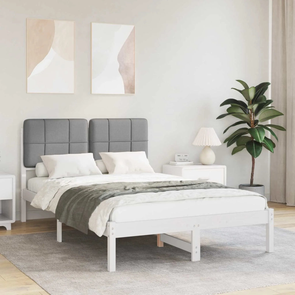 Letto con Testiera Rivestita Grigio chiaro 120 x 190 cm
